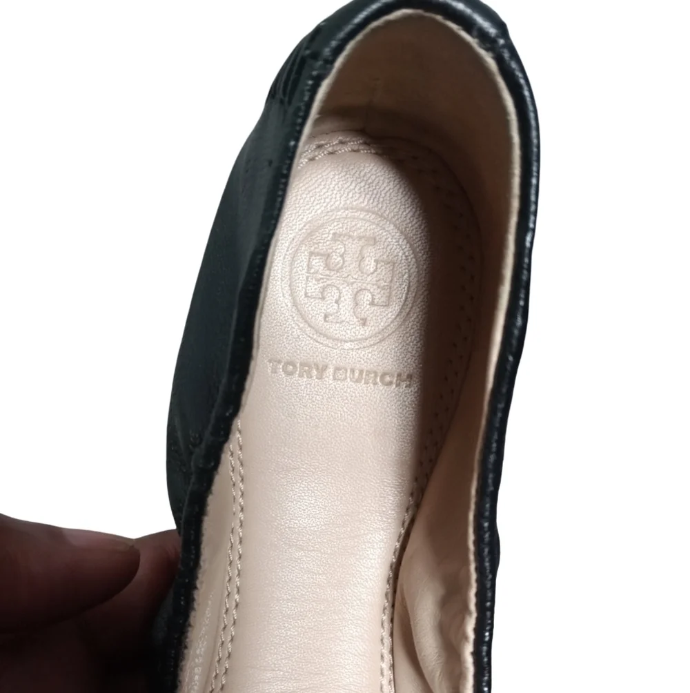 Tory Burch Women's Allie Black Leather Flat Loafers Size 7.5